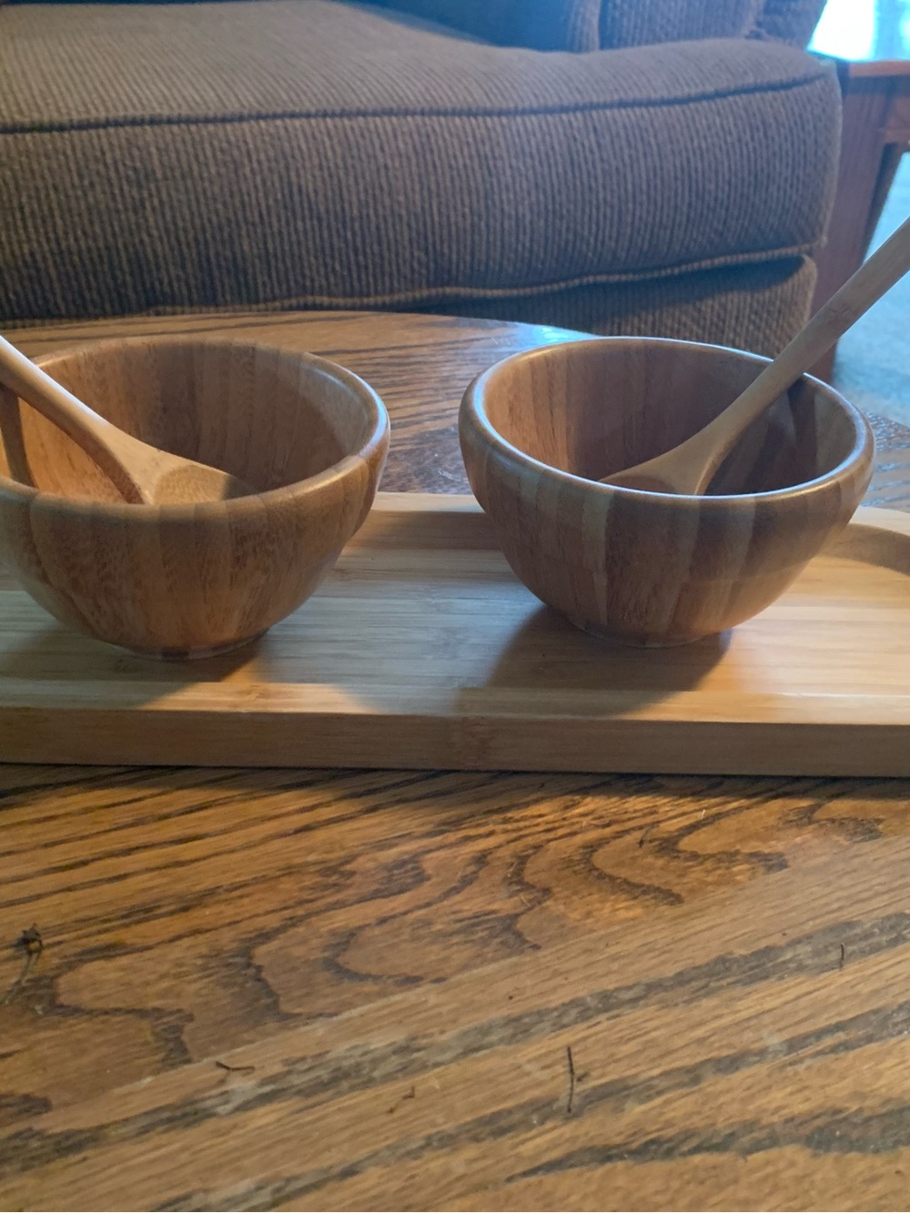 Pampered Chef Bamboo Serving Bowl Set with Spoons
